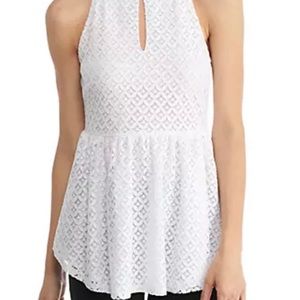 Kaari | White Eyelet Halter Top | Size Small